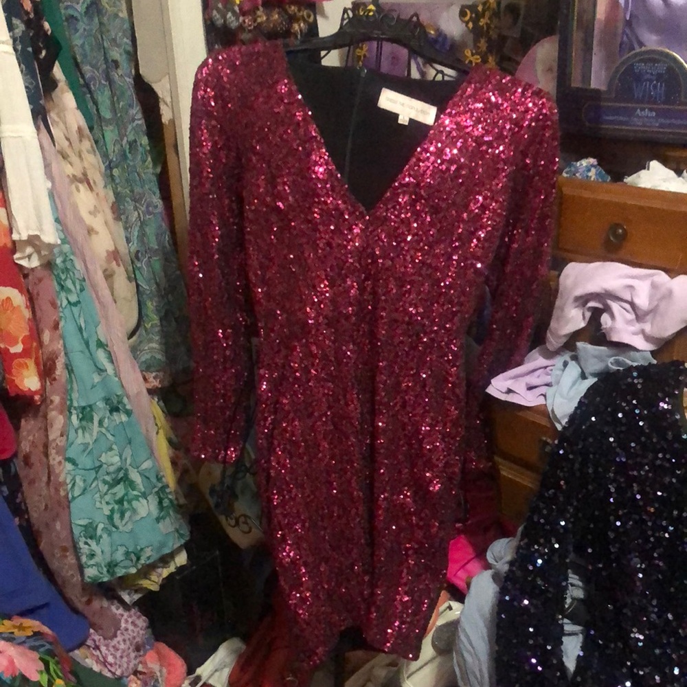 Dress the Population Fuchsia Sequin Dress